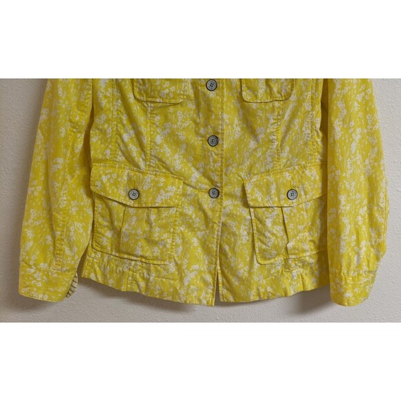 Cabi # 5160 Yellow Floral "Field Jacket" 4-Pocket Long Sleeve Button-Up Coat SM - Picture 5 of 8